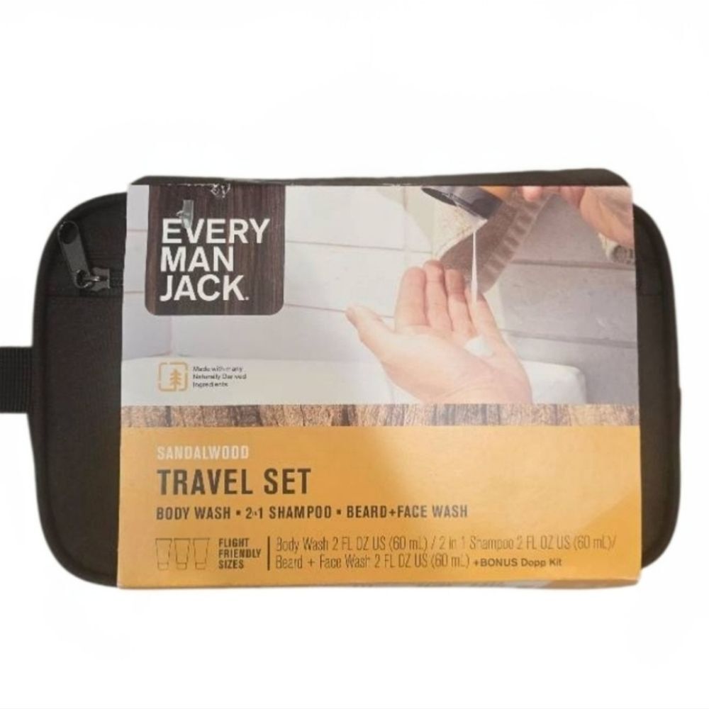 Every Man Jack Sandalwood Travel Set w/Dopp Bag